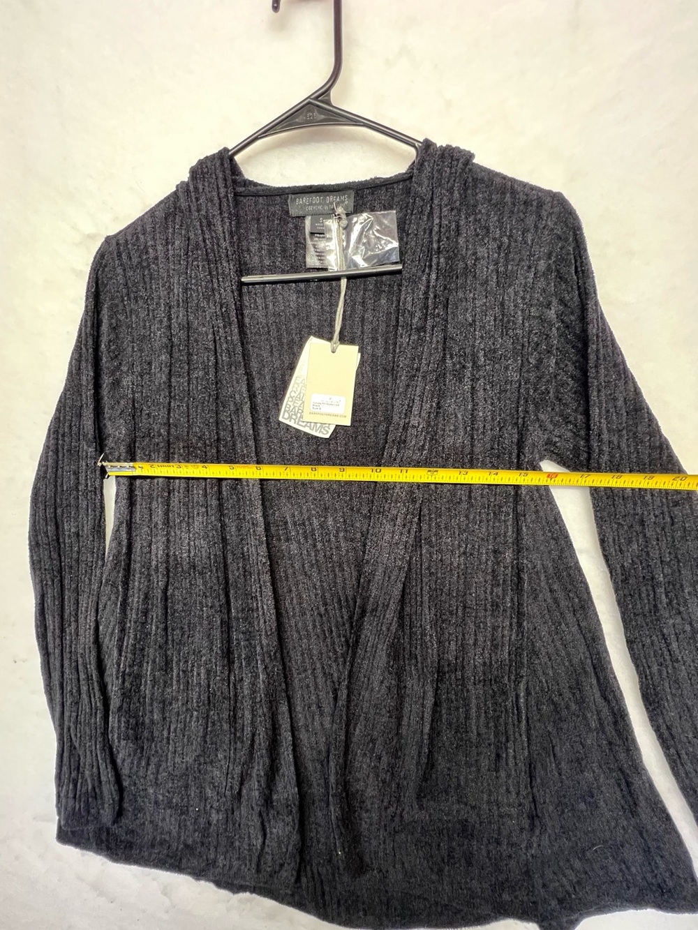Barefoot Dreams Namaste Ribbed Hooded Cardigan Black Size S - Picture 10 of 12